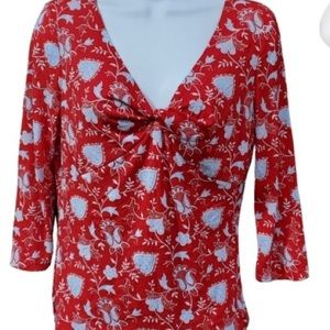 Red & blue paisley print v-neck blouse by International Concepts / Womens Medium